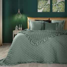 Bedsprei - Vintage groen (Early Dew. salie groen) 220x240cm met twee kussenhoezen 45x45cm