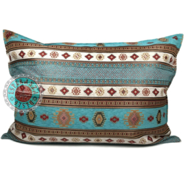 Esperanza Deseo ® kussen - Aztec, turquoise en ivoor ± 75x105cm