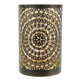 (Fairtrade) Waxinelichthouder metaal mandala15x10x10cm