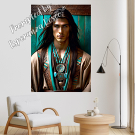 Canvasdoek "Turquoise and brown man" kies de gewenste maat in het pop-up menu - prijs vanaf: