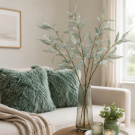 Kunst tak - eucalyptus - paisley motief - 115cm