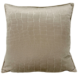 Esperanza Deseo ® kussen - licht taupe (zilvergrijze gloed) velvet croco ± 42x42cm