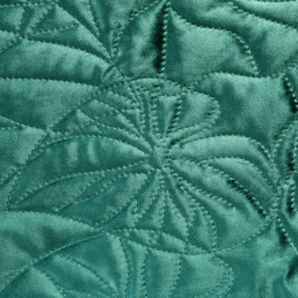 Bedsprei - vintage groen fluweel met bladeren motief 220x240cm