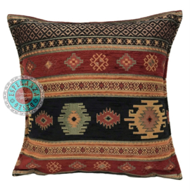 Zwart en rood kussen - Aztec ± 45x45cm