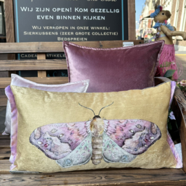 Klein kussenhoesje - Aquarel vlinder - goud en roze tinten - 30x50cm