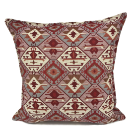 Esperanza Deseo ® kussen - Tribal, roze, creme, rood en grijs ± 60x60cm