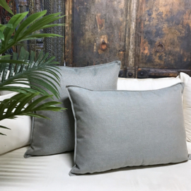 Esperanza Deseo ® kussen - Linnen meubelstof met grote lus - Taupe met licht turquoise ± 50x70cm