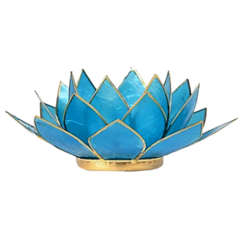 Lotus sfeerlicht turquoise 5e chakra goudrand 13,5 cm