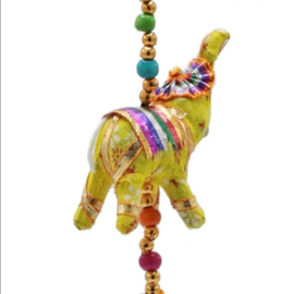 Decoratieve slinger met stoffen olifantjes - Kleurrijk - 80 cm