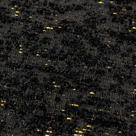 Kussenhoes Chenille met bies - zwart met gouden stiksels -50x50cm