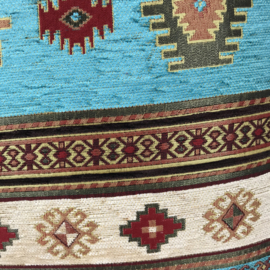 Esperanza Deseo ® kussen - Aztec, turquoise en crème ± 60x60cm