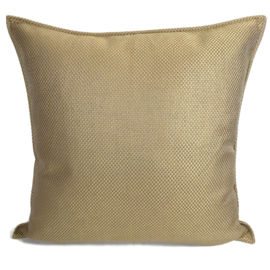 Esperanza Deseo ® kussen - Linnen meubelstof met grote lus - Taupe met okergeel ± 60x60cm