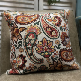Kussenhoes gobelin - Paisley en bloemen patronen - multi color - ± 45x45cm