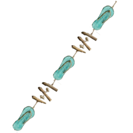 Driftwood hout slinger - sandalen turquoise groen (mint)