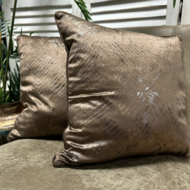 Set van twee velvet kussenhoezen - bruin metallic - 45x45cm