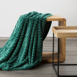 Plaid - donkergroen, emerald fleece, heerlijke zacht maat 200x220cm