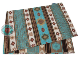 Esperanza Deseo ® tafelloper - Aztec turquoise en creme ± 45x200cm