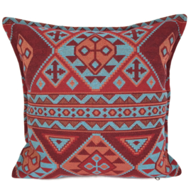 Esperanza Deseo ® kussen - Native, turquoise rood en oranje ± 45x45cm