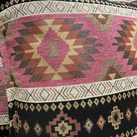 Set van twee kussenhoezen - kelim patronen - Crème, zwart, roze - 45x45cm