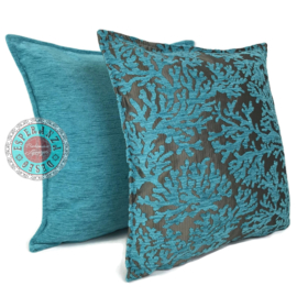 Esperanza Deseo ® kussen - Koraal takken turquoise ± 45x45cm