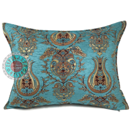 Esperanza Deseo ® kussen - Tulip ornament turquoise ± 50x70cm