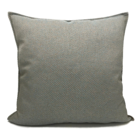 Esperanza Deseo ® kussen - Linnen meubelstof met grote lus - Taupe met licht turquoise ± 60x60cm