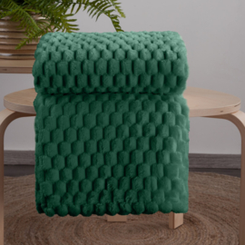 Plaid - donkergroen, emerald fleece, heerlijke zacht maat 200x220cm