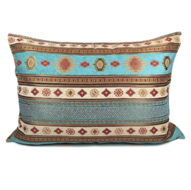 Esperanza Deseo ® vloer/lounge kussen - Aztec, turquoise en crème ± 70x100cm