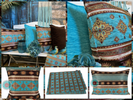 Esperanza Deseo ® kussen - Little Peru turquoise ± 45x45cm