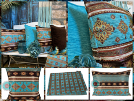 Esperanza Deseo ® vloer/lounge kussen - Little Peru turquoise ± 70x70cm