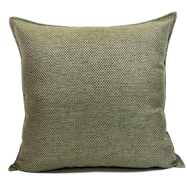 Esperanza Deseo ® kussen - Linnen meubelstof met grote lus - Taupe met olijfgroen ± 60x60cm