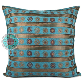 Esperanza Deseo ® vloer/lounge kussen - Peru stripes turquoise blauw ± 70x70cm