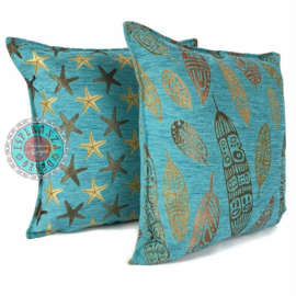 Esperanza Deseo ® kussen - Boho Feathers  turquoise ± 50x70cm