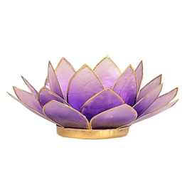 Lotus sfeerlicht violet goudrand 13,5 cm