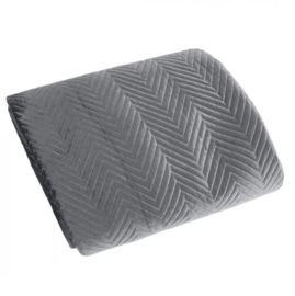 Bedsprei - visgraat motief - grijs grafiet - fluweel 230x260cm