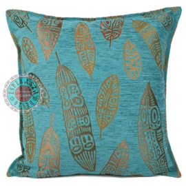 Esperanza Deseo ® kussen - Boho Feathers  turquoise ± 45x45cm