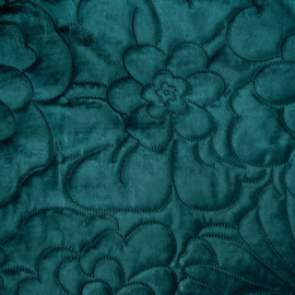 Bedsprei - petrol, teal, zeegroen fluweel 230x260cm