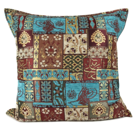 Esperanza Deseo ® kussen - Patchwork turquoise en rood ± 60x60cm