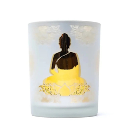 Sfeerlicht Boeddha metallic matglas 10 × 12,5 cm