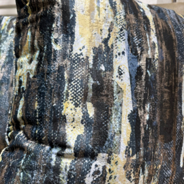 Set van twee velvet kussenhoezen - blauw, goud, bruin patroon ± 45x45cm