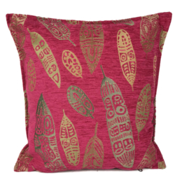 Hard roze kussen - Boho Feathers ± 45x45cm