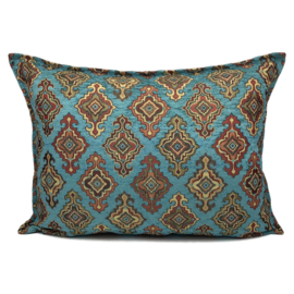 Esperanza Deseo ® kussen - Damast ornament - turquoise ± 50x70cm