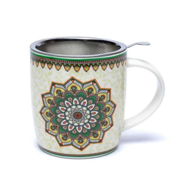 Theemok 400 ML - met theezeef Mandala groen