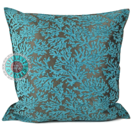 Esperanza Deseo ® vloer/lounge kussen - Koraal takken turquoise ± 70x70cm