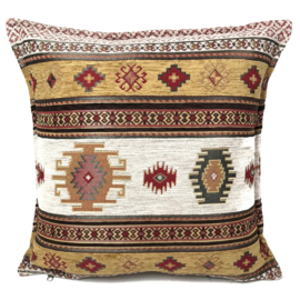 Oker geel kussen - Aztec ± 45x45cm