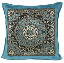 Esperanza Deseo ® kussen - Mandala round turquoise ± 45x45cm