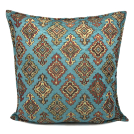 Esperanza Deseo ® kussen - Damast ornament - turquoise ± 60x60cm