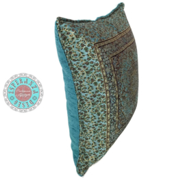 Esperanza Deseo ® kussen  - Mandala little Flowers turquoise en jade groen ± 45x45cm