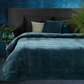 Bedsprei - petrol blauw dik fluweel 220x240cm