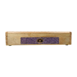 Wierookbrander en opbergdoos Lotus amethist mangohout